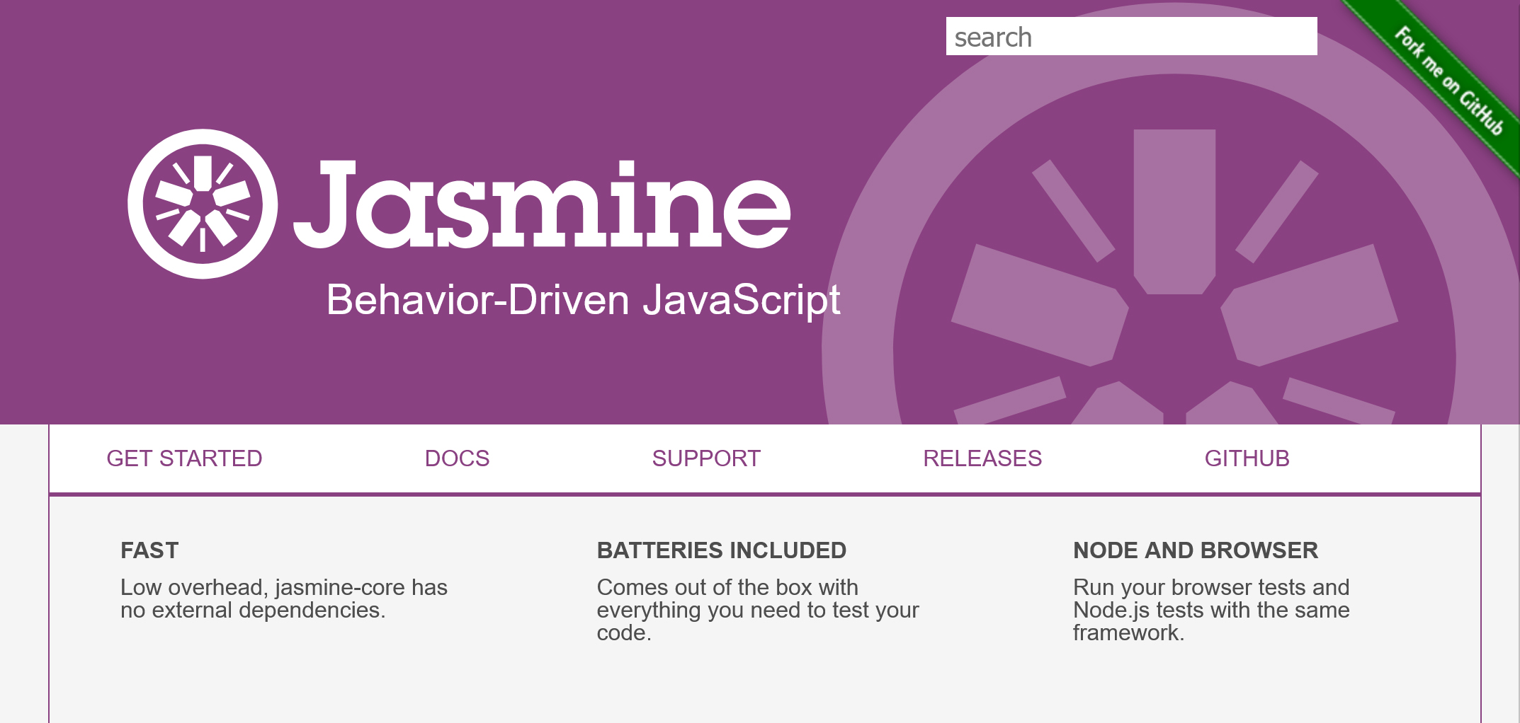 Jasmine test runner and testing framework